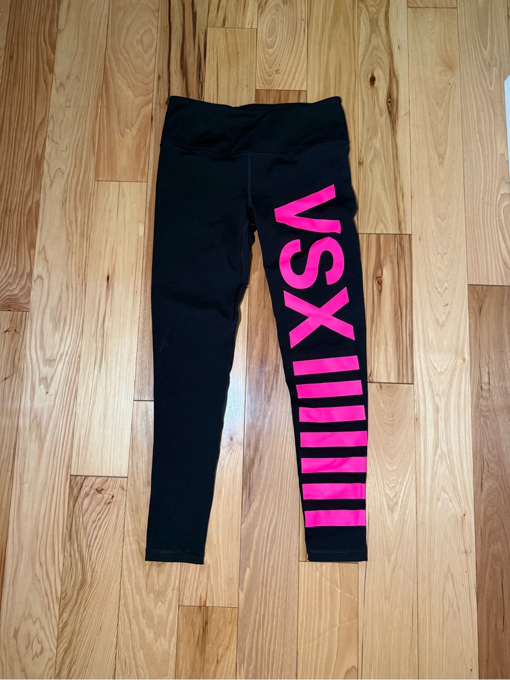 Victoria's Secret Sport Black Leggings with Pink Logo